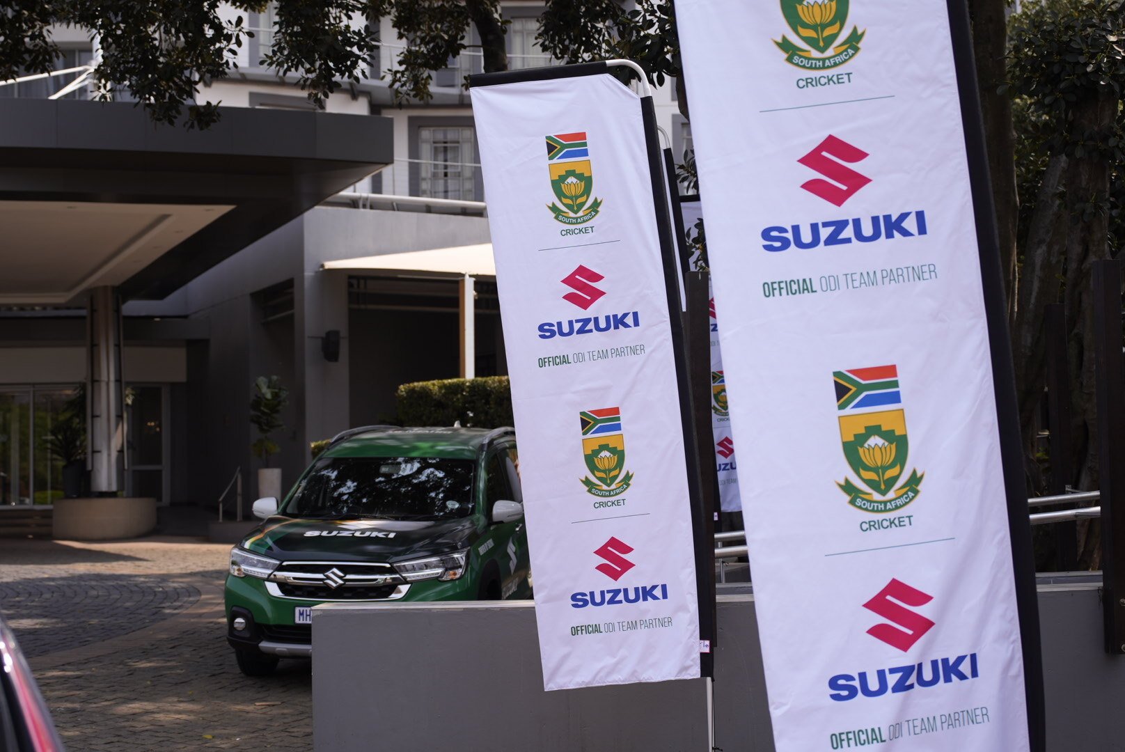 Suzuki Auto and Proteas Women ODI team branding flags