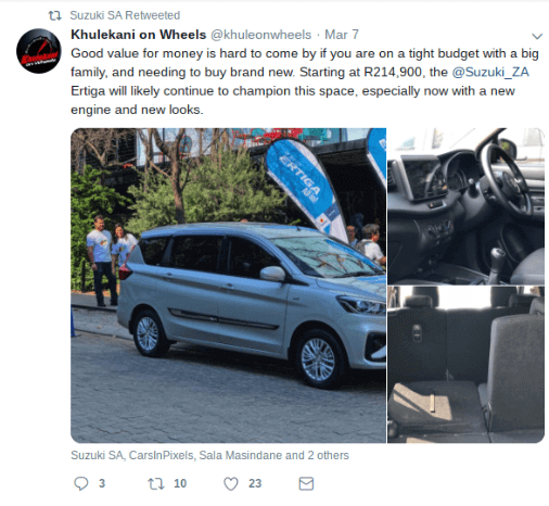 Tweets about Ertiga experience