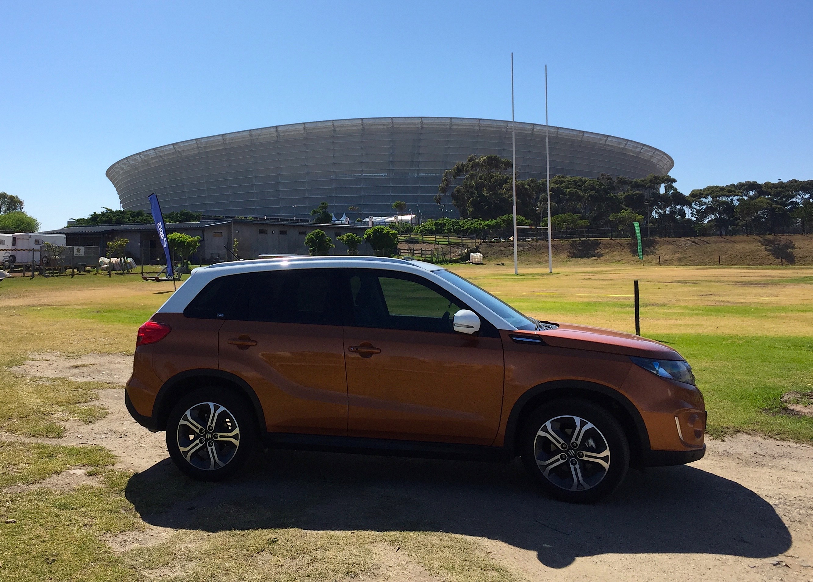 Suzuki Viatara outside Greenpoint Stadium